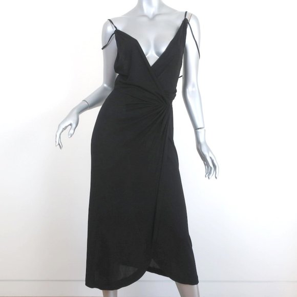 VINTAGE VICKY TIEL FOR GIORGIO BEVERLY HILLS WRAP DRESS BLACK JERSEY SIZE MEDIUM